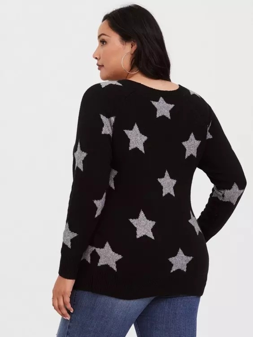 Torrid Black Crewneck Sweater with Silver Stars Size 2 (18/20) image 3